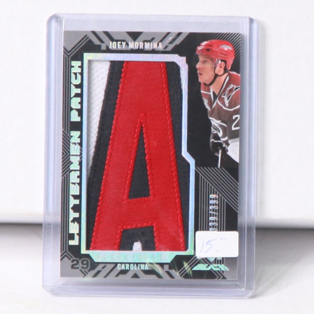 Joey Mormina UD Black Lettermen Patch Card 2008/09 Carolina Hurricanes 339/399